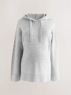 Gris - Sweat à capuche en maille de grossesse