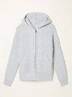 Gris - Sweat à capuche FatFace en Torsade tricotée