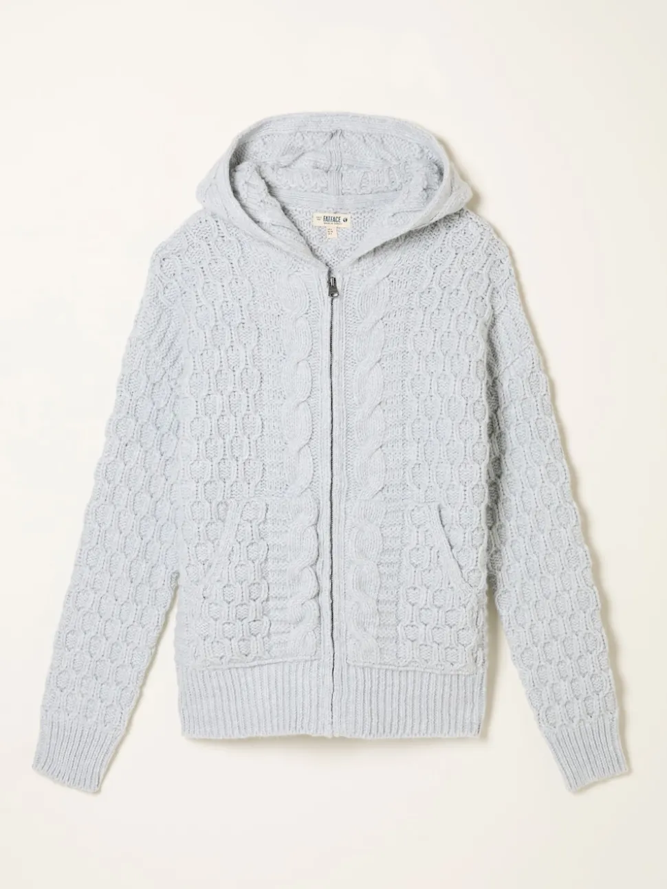 Gris - Sweat à capuche FatFace en Torsade tricotée