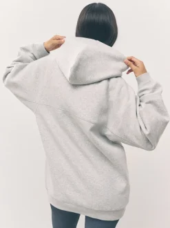 Gris - Sweat à capuche long épais décontracté