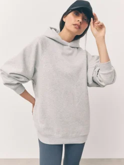 Gris - Sweat à capuche long épais décontracté
