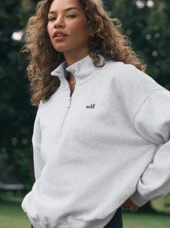 Gris - Sweat à col zippé