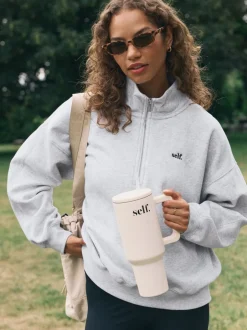 Gris - Sweat à col zippé