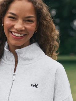 Gris - Sweat à col zippé