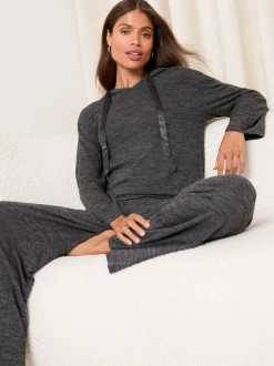 Gris - Sweat-shirt à capuche d’intérieur Lipsy côtelé
