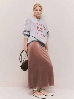 Gris - Sweat-shirt à col rond à manches longues en satin appliqué 'Le Marais' City