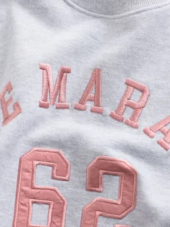 Gris - Sweat-shirt à col rond à manches longues en satin appliqué 'Le Marais' City