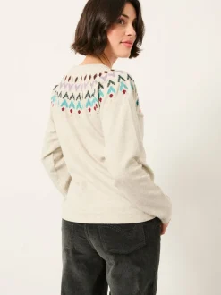 Gris - Sweat-shirt FatFace brodé Col rond Fairisle