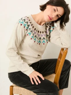 Gris - Sweat-shirt FatFace brodé Col rond Fairisle