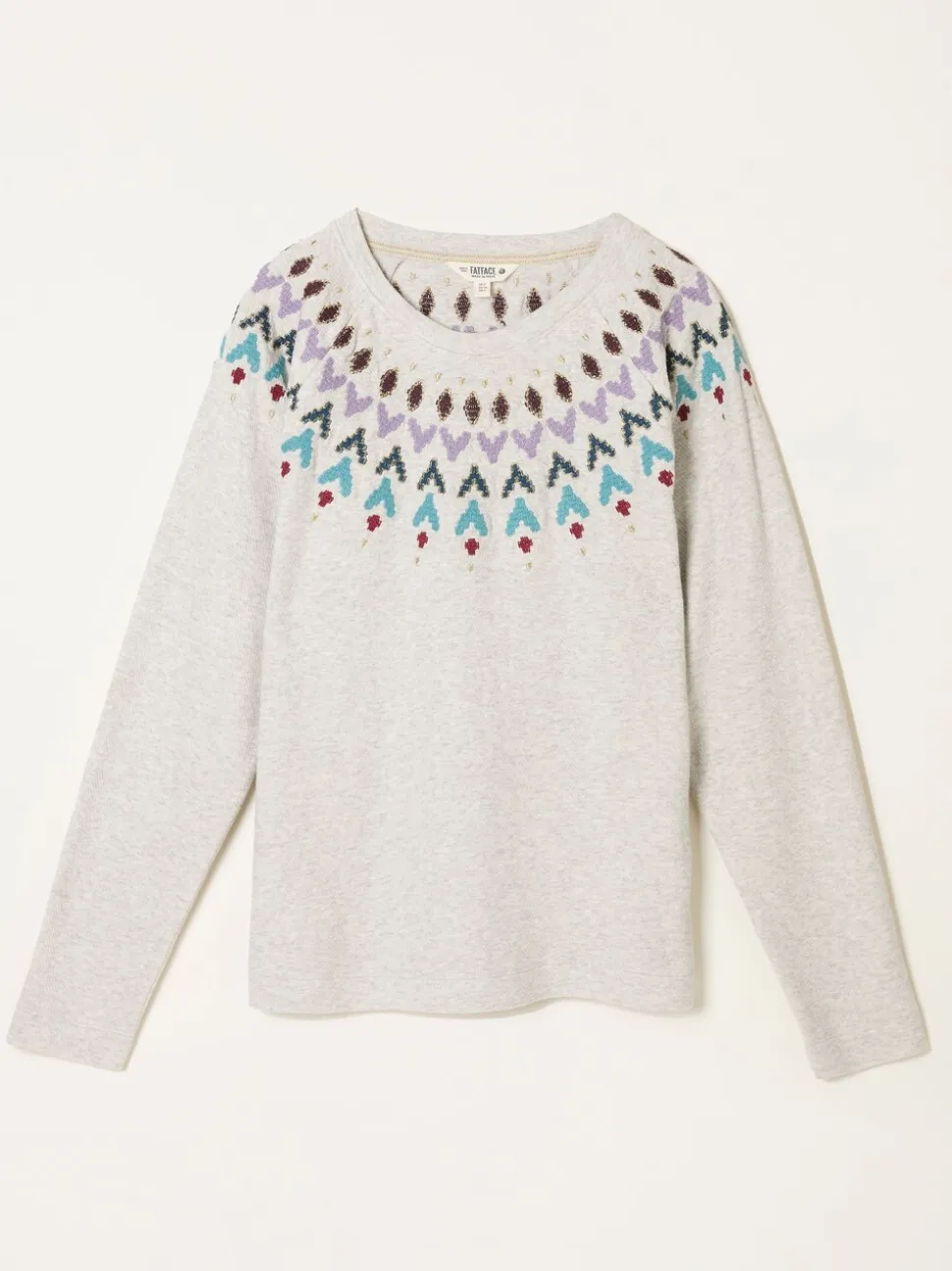 Gris - Sweat-shirt FatFace brodé Col rond Fairisle
