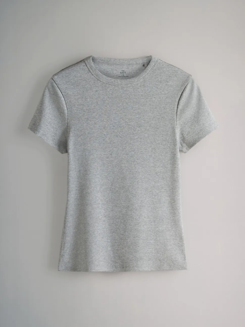 Gris - The Set lot de 5 t-shirts côtelés à manches courtes