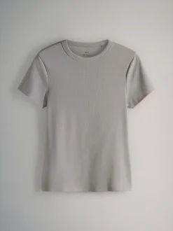 Gris - The Set lot de 5 t-shirts côtelés à manches courtes