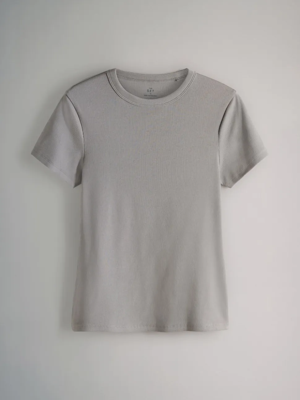 Gris - The Set lot de 5 t-shirts côtelés à manches courtes