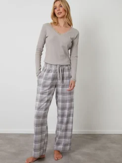 Gris - Threadbare pyjama en coton à manches longues