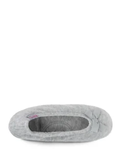Gris - Totes Isotoner Terry Ballet chaussons à nœud