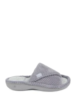Gris - Totes Ladies Isotoner Popcorn Turnover Open Toe Slippers