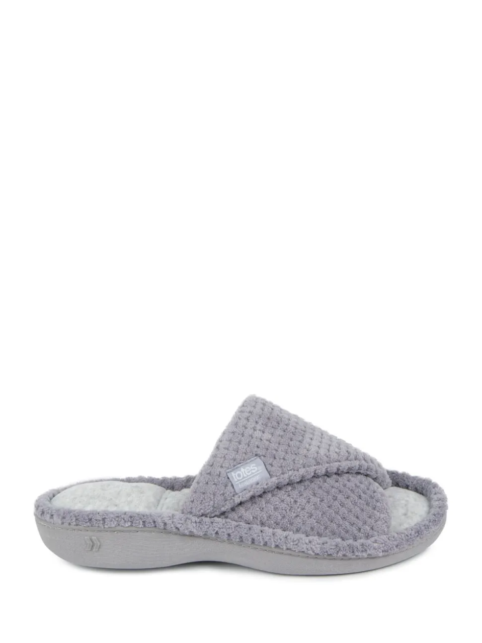 Gris - Totes Ladies Isotoner Popcorn Turnover Open Toe Slippers