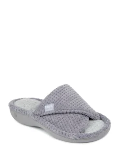 Gris - Totes Ladies Isotoner Popcorn Turnover Open Toe Slippers