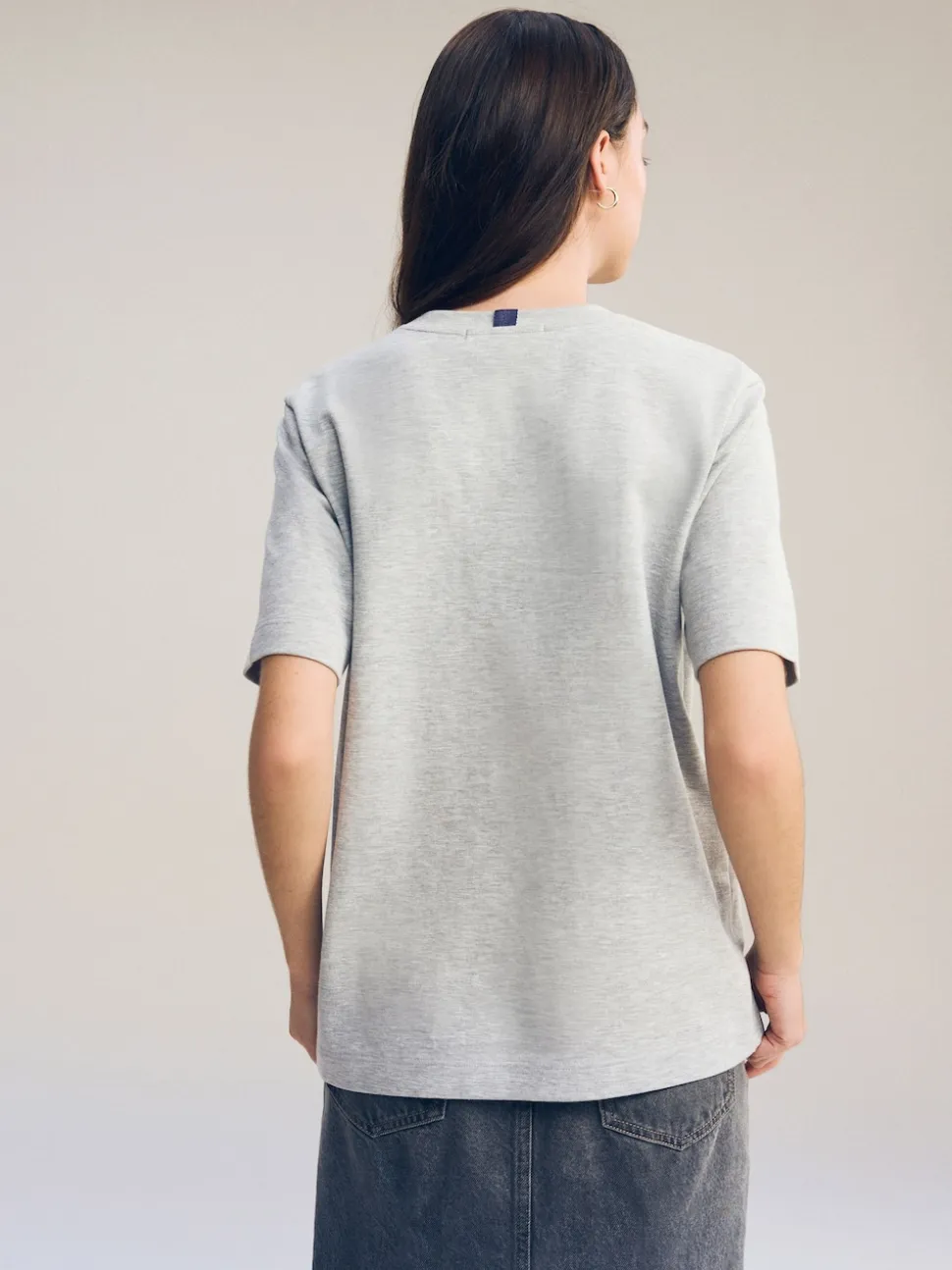 Gris - T-shirt Manche courte Col ras du cou lourd