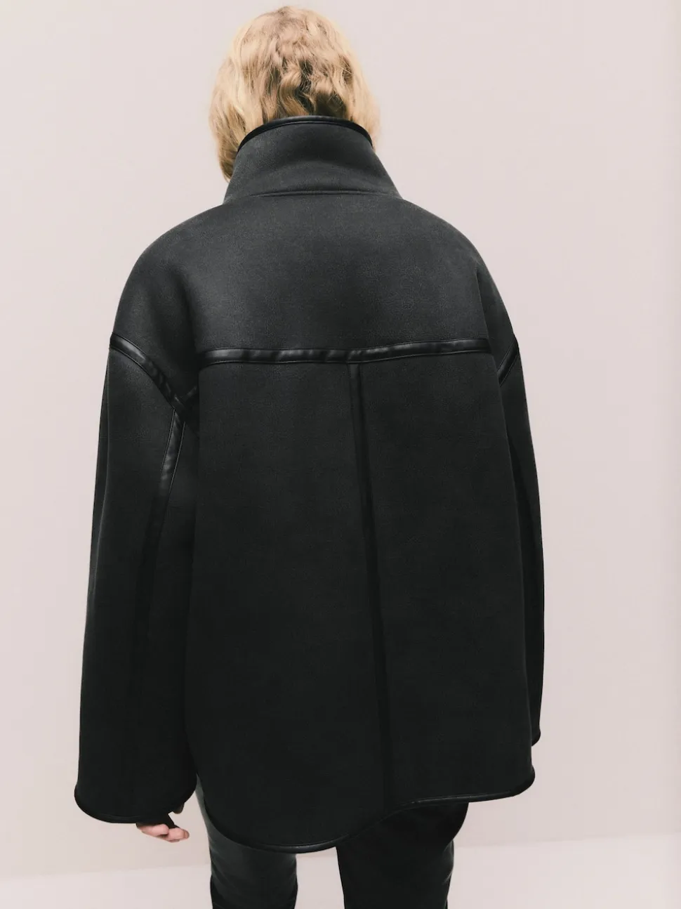 Gris - Veste réversible imitation peau de mouton