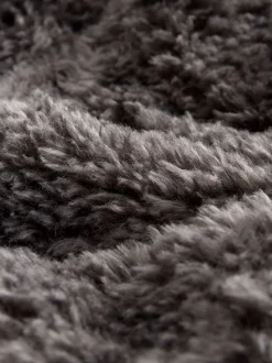 Gris - Veste zippée à col cheminée en fausse fourrure
