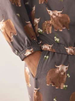 Gris anthracite Hamish the Highland Cow - Pyjama à manches longues