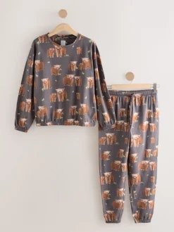 Gris anthracite Hamish the Highland Cow - Pyjama à manches longues