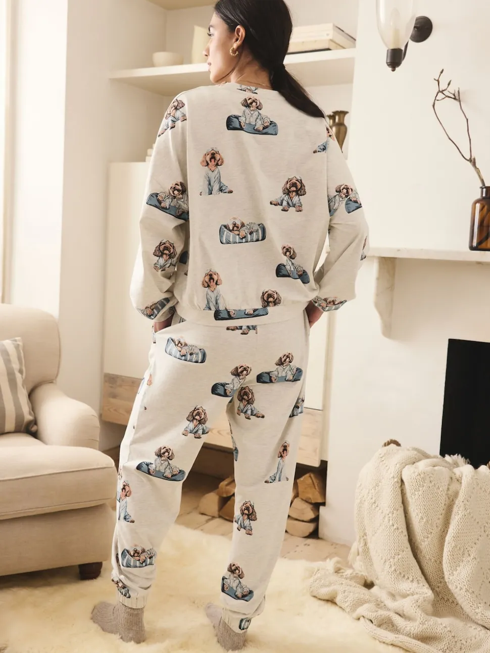 Gris Charlie le Cockapoo - Pyjama à manches longues