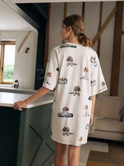Gris Charlie le Cockapoo - Chemise de nuit en coton