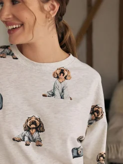 Gris Charlie le Cockapoo - Chemise de nuit en coton