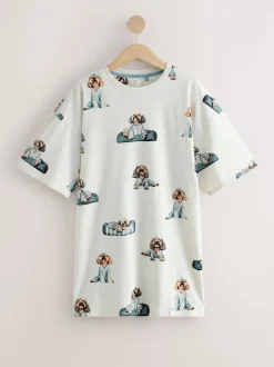 Gris Charlie le Cockapoo - Chemise de nuit en coton