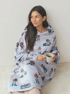 Gris Charlie le Cockapoo - Couverture à capuche oversize