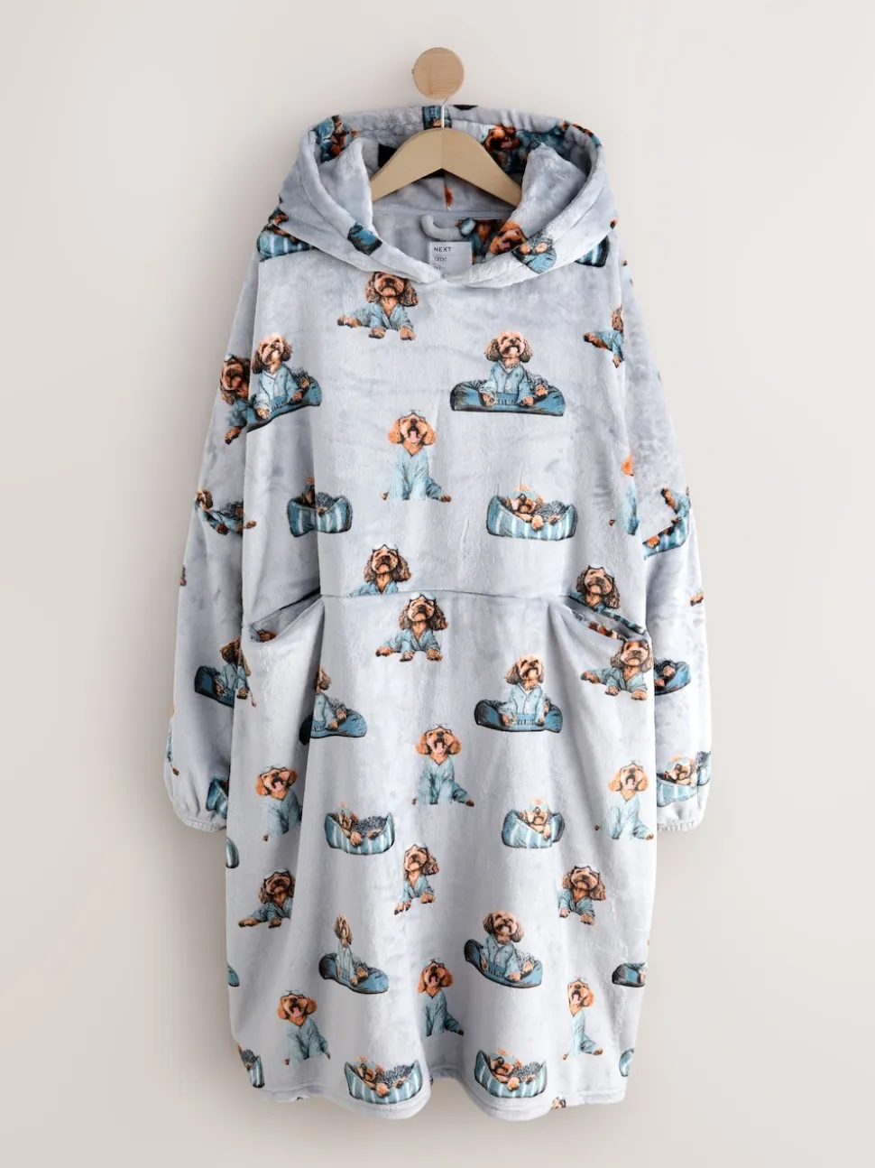 Gris Charlie le Cockapoo - Couverture à capuche oversize