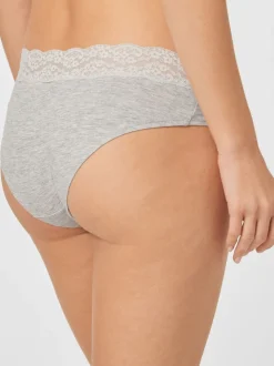 Gris chiné/rose/prune - Lot de 4 culottes en coton et dentelle