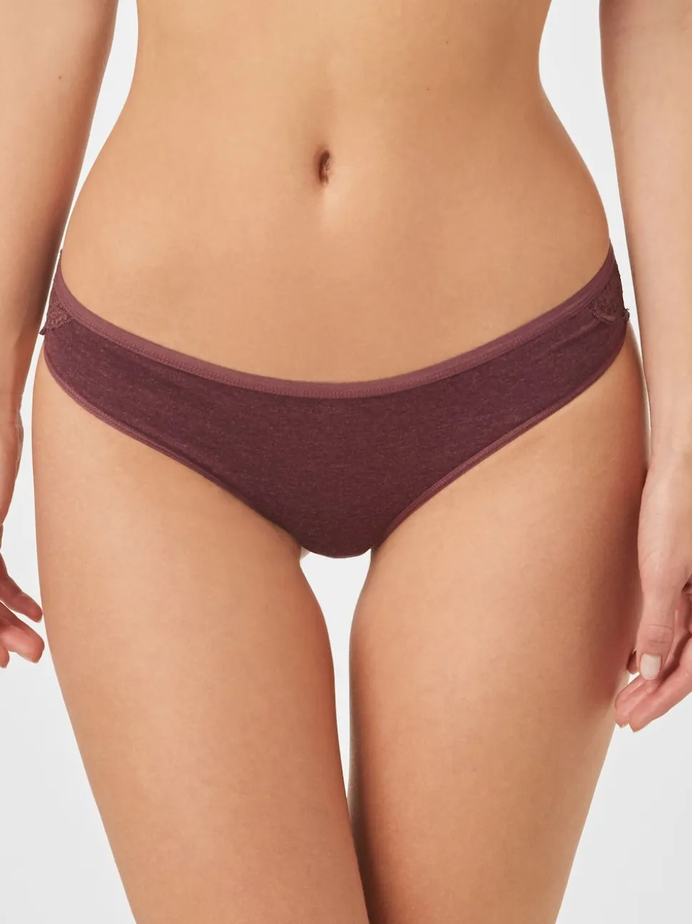 Gris chiné/rose/prune - Lot de 4 culottes en coton et dentelle