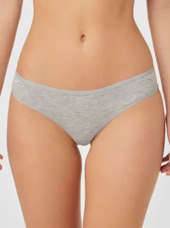 Gris chiné/rose/prune - Lot de 4 culottes en coton et dentelle