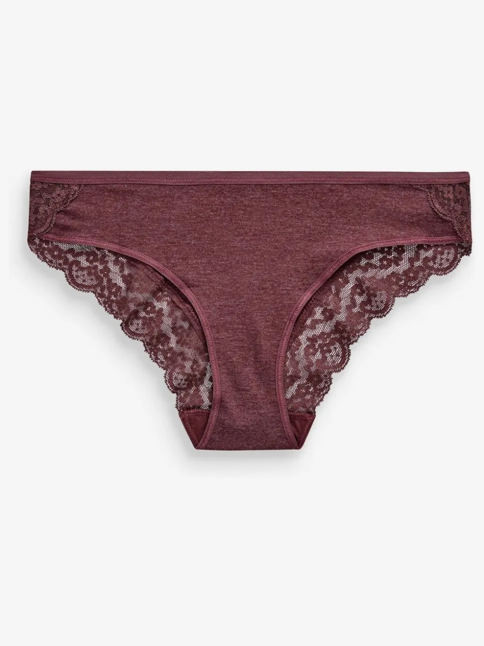 Gris chiné/rose/prune - Lot de 4 culottes en coton et dentelle