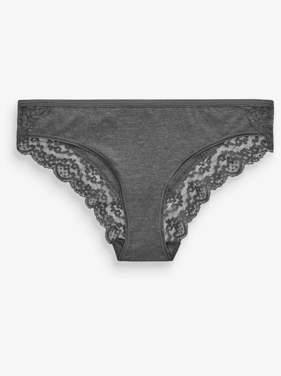 Gris chiné/rose/prune - Lot de 4 culottes en coton et dentelle