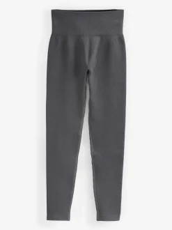 Gris d'ardoise - Côtelé sans couture Taille haute Leggings