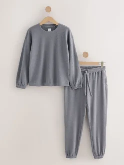 Gris d'ardoise - Pyjama à manches longues Cosy Waffle