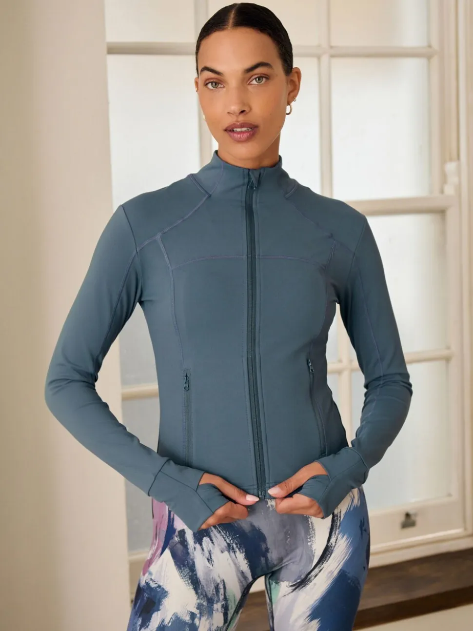 Gris d'ardoise - Veste de yoga Active Sports zippée