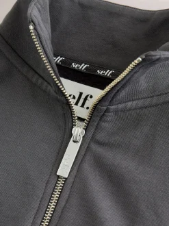 Gris de charbon de bois - Sweat à col zippé