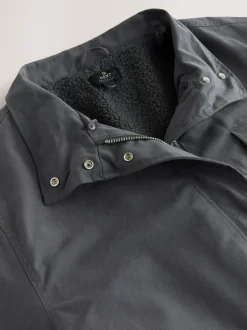 Gris de charbon de bois - Parka haut de gamme avec col en fausse fourrure