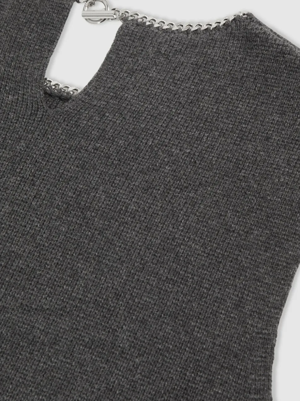 Gris de charbon de bois - Débardeur Reiss Nina en maille de laine Mélange à bordure en collier