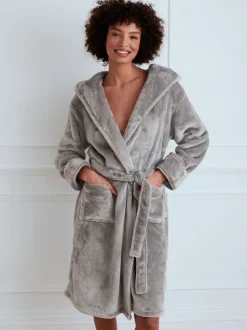 Gris de charbon de bois - Peignoir Chelsea Peers en polaire
