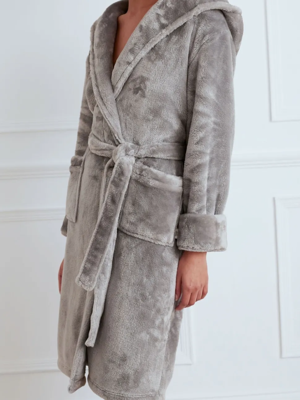 Gris de charbon de bois - Peignoir Chelsea Peers en polaire
