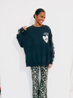 Gris de charbon de bois - Sweat-shirt brodé Never Fully Dressed