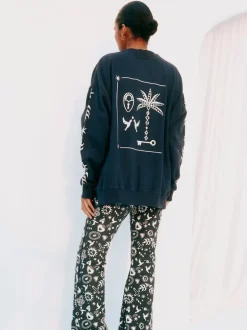 Gris de charbon de bois - Sweat-shirt brodé Never Fully Dressed