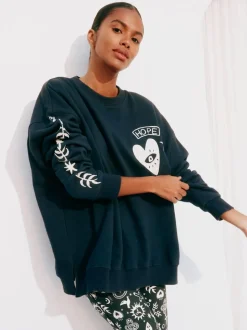 Gris de charbon de bois - Sweat-shirt brodé Never Fully Dressed