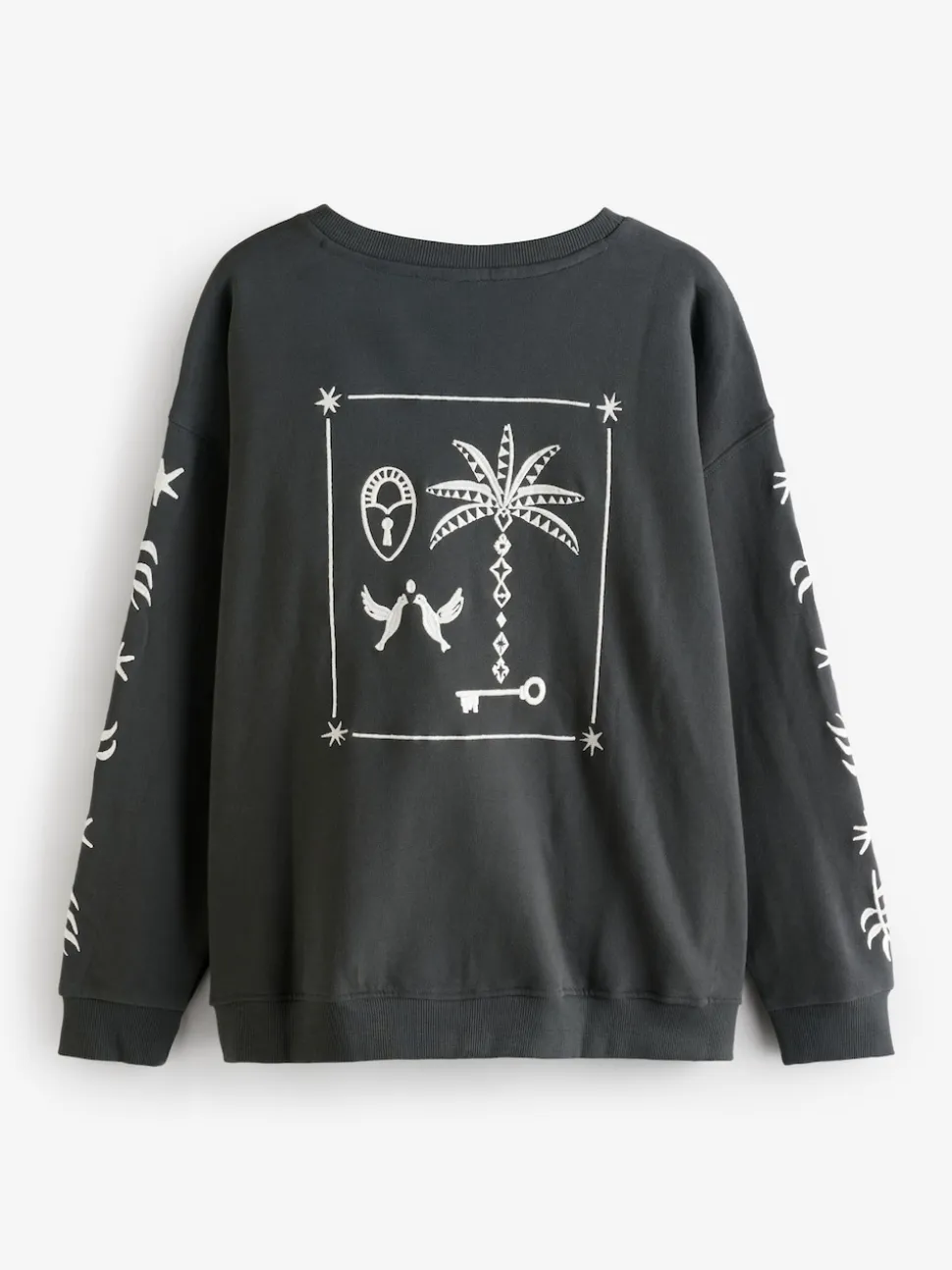 Gris de charbon de bois - Sweat-shirt brodé Never Fully Dressed